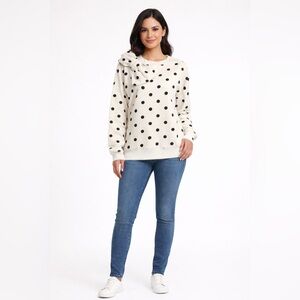 Kate Spade New York Ivory Black Polka Dot Bow Sweatshirt Size S